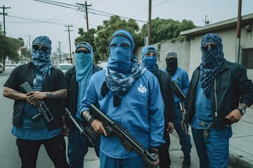 Gang members with guns