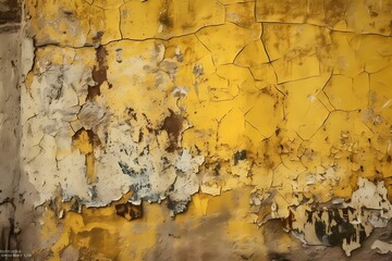 A yellow and white painted wall Generative AI
