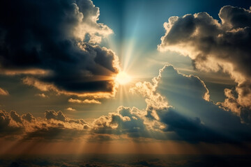 Fototapeta na wymiar sunset over the clouds. generative ai
