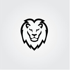 Lion head, face, Simple thick line art design style, suitable for logo design, tattoo design, t shirt, and many more