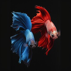 Obraz premium Siamese fighting fish portrait. Gen AI