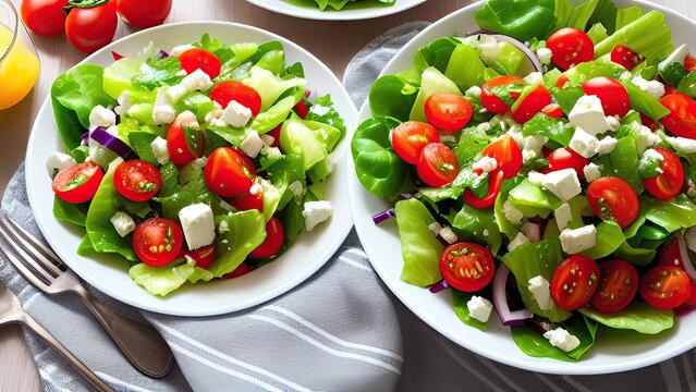 salad with tomatoes and cucumbers created with Generative AI technology