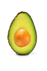 a half of avocado on a white background