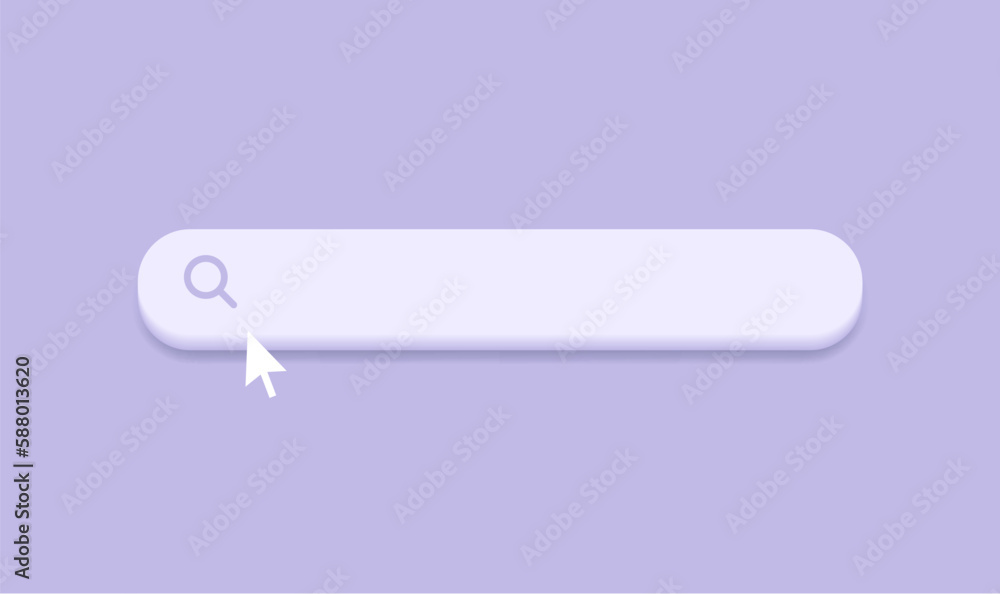 Fototapete 3d Search bar frame with magnifier icon, search boxes template for web page internet web browser in 3d. navigation search with arrow mouse cursor for website. Vector illustration