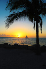 Sailing at sunset #1 on Fort Zachary Beach, Key West