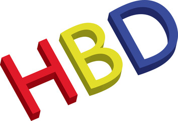 3d happy birth day white background