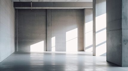 Abstract Light-Filled Modern Concrete Room, Minimalist Style, Contemporary Design - Generative AI