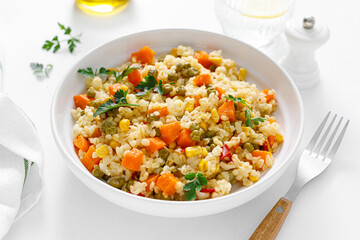 Bulgur with vegetables and fresh parsley