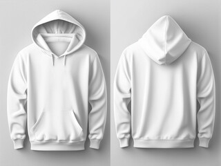 White Hoodie Front and Back Mockup, Blank White Hoodie Template Mockup
