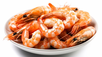 Cooked unshelled tiger shrimps isolated Generated AI