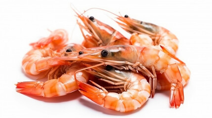 Cooked unshelled tiger shrimps isolated Generated AI