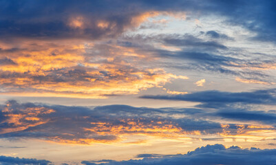 Beautiful evening sky with clouds at sunset.