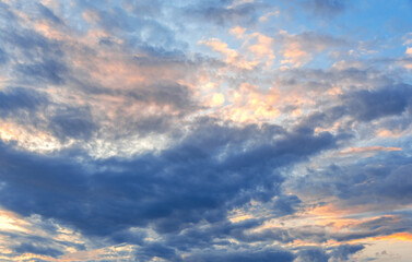 Beautiful evening sky with clouds at sunset.