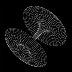 Wormhole tunnel mesh objects. Network wireframe low poly mesh vector illustration