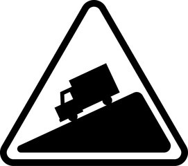 Hill warning sign icon, Traffic sign vector illustration