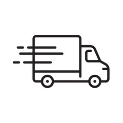 Shipping fast delivery truck icon symbol, Pictogram flat outline design for apps and websites, Isolated on white background, Vector illustration