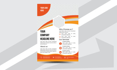 Creative business Flyer Corporate Template design with round shapes with orange color