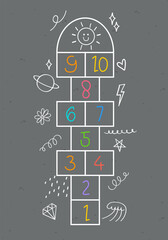 Obraz premium Kids game hopscotch on playground background