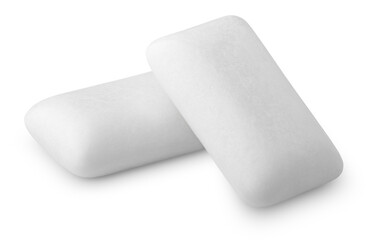 Two pieces of chewing or bubble gums isolated on transparent background