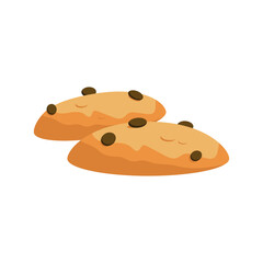 Baked cookies with chocolate chips. Cartoon style