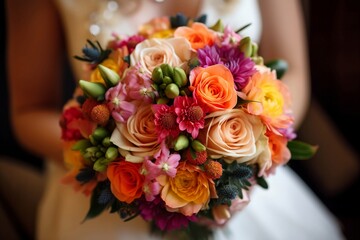 Obraz premium bride holding bouquet