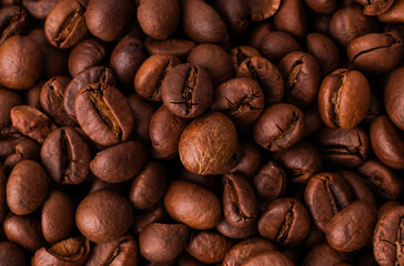 Detailed coffee beans. Close up macro coffee beans.