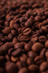 Detailed coffee beans. Close up macro coffee beans.