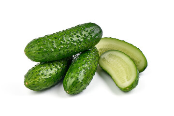 Cucumbers, isolated on white background. High resolution image.