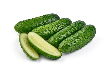 Cucumbers, isolated on white background. High resolution image.