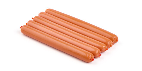 Boiled sausages, isolated on white background.
