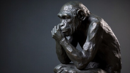 Thinker monkey concept close up Generated AI