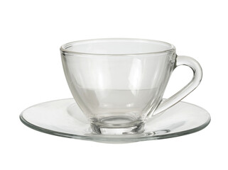 empty transparent coffee or tea cup isolated