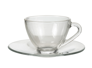 empty transparent coffee or tea cup isolated