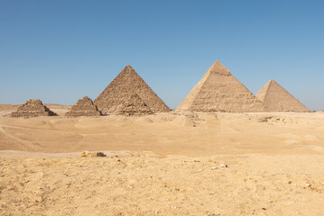 Fototapeta na wymiar Giza Pyramids Plato overview of 9 pyramids