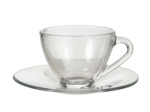 empty transparent coffee or tea cup isolated