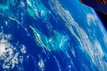 Scenics in the Caribbean sea. Digital enhancement. Elements by NASA