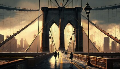 Brooklyn Bridge at sun set 