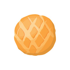 Vector illustration of rye round dark bread. Realistic loaf. Baking healthy food. Flour product for eating. Bake ration. Isolated white background. EPS10 vector illustration.