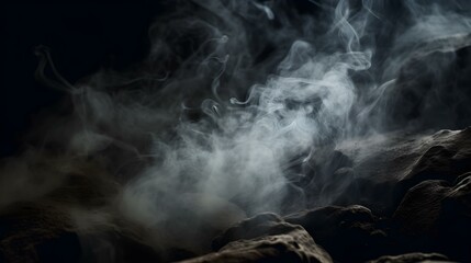 Dark Halloween Smoke Over Grainy Stone Floor