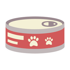 Can for animals, cats, round tin can with paw label.