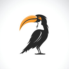 Vector of a hornbill design on black background. Bird. Wild Animals.