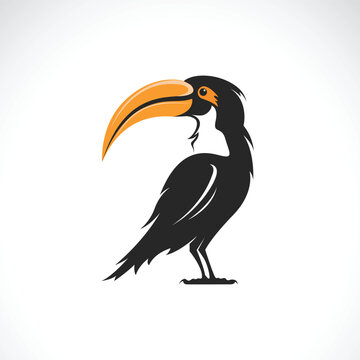 recommend clip art: Vector of a hornbill design on black background. Bird. Wild Animals.