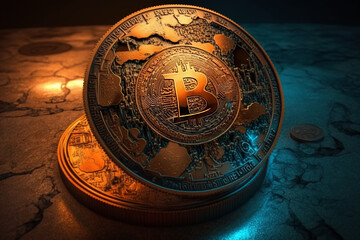 Fototapeta na wymiar Cryptocurrency bitcoin the future coin. Generative AI