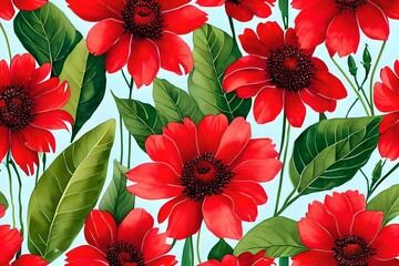 seamless pattern with red tulips, seamless pattern with tulips, seamless pattern, simple seamless  Watercolor red Flowers Black background themed pattern