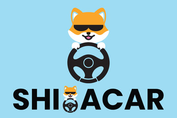 shiba dog logo holding steering wheel