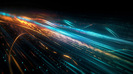 Fototapeta na wymiar glowing glass trails. fiber optic technology concept with multiple lines Generated AI