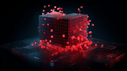 heart shaped, dissolving data block Generated AI