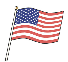 子供が手書きしたようなアメリカ合衆国の国旗のイラスト