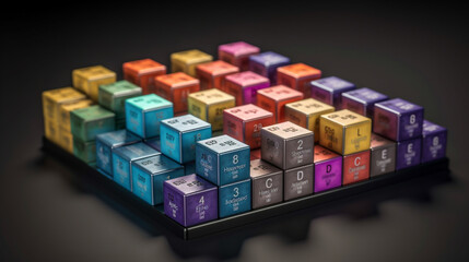 periodic table concept. cubes colored by element groups Generated AI - obrazy, fototapety, plakaty