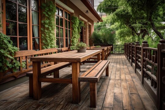 Luxury Summer Home with Patio Seating, Garden, and Deck for Refreshing Outdoor Eatery, Generative AI